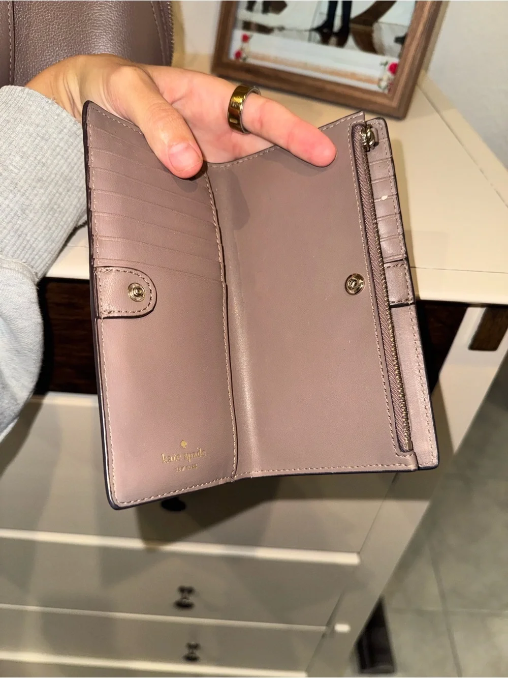 Kate Spade Pebbled Leather Dome Purse with Wallet - Mauve Taupe